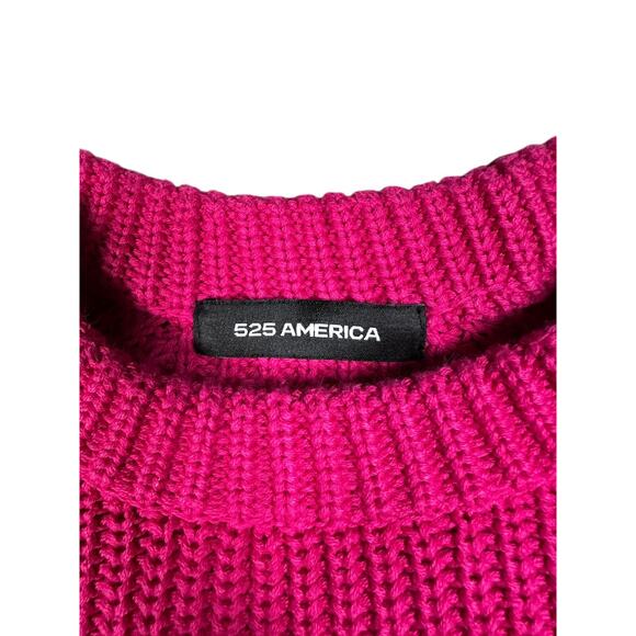 525 America Womens Size XS Hot Pink Knit Jane Crewneck Shaker Sweater - Picture 3 of 5